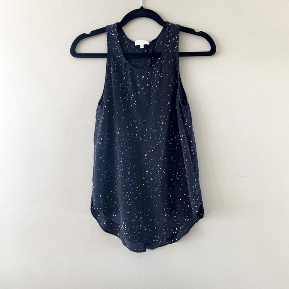 Aritzia Wilfred Black Confetti Split Back Silk Tank Top S - Picture 2 of 9